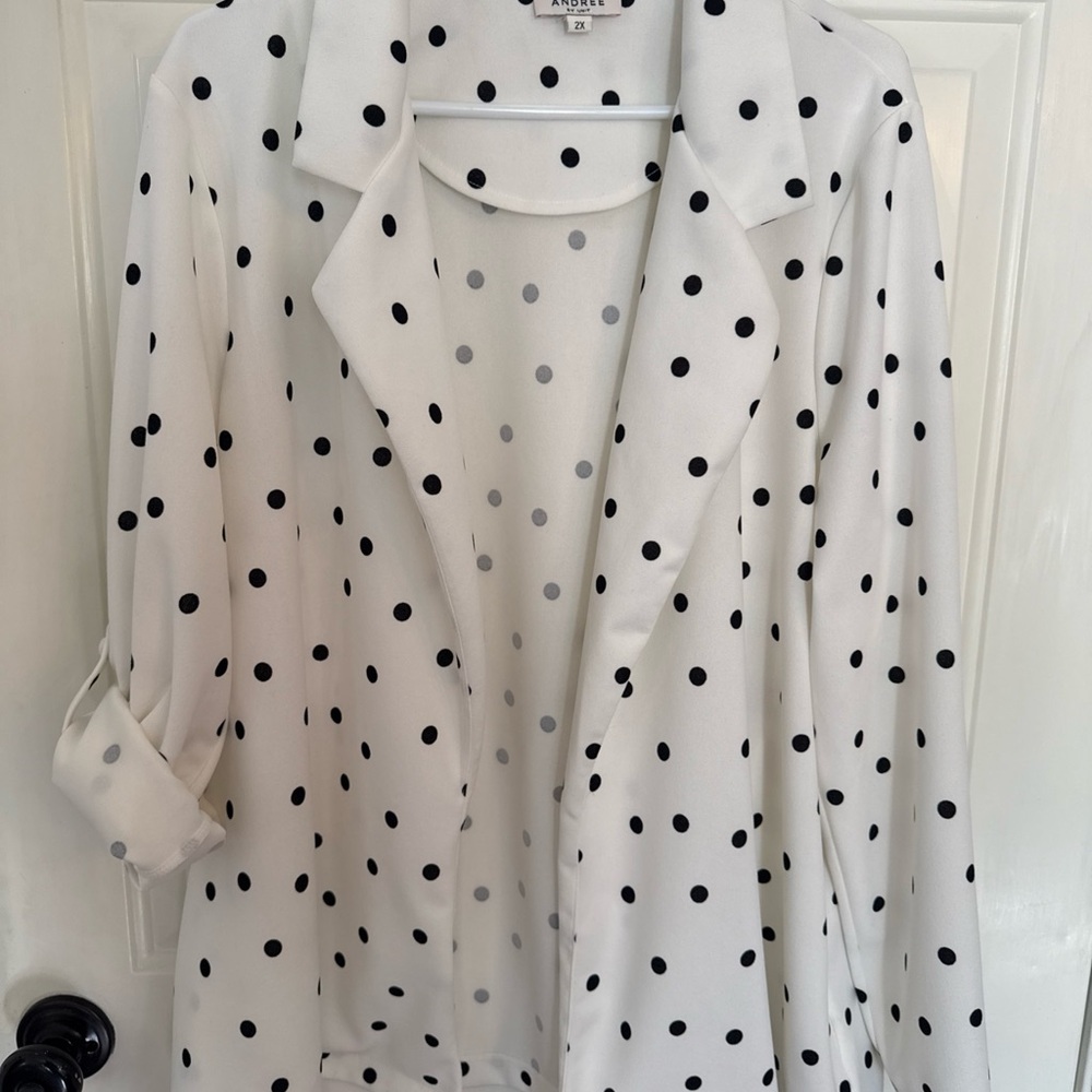 Women’s White Polka Dot Blazer by Andrée - 2X